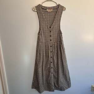 Vintage Woolrich 100% Cotton Gingham Button-Front Pinafore Midi Dress